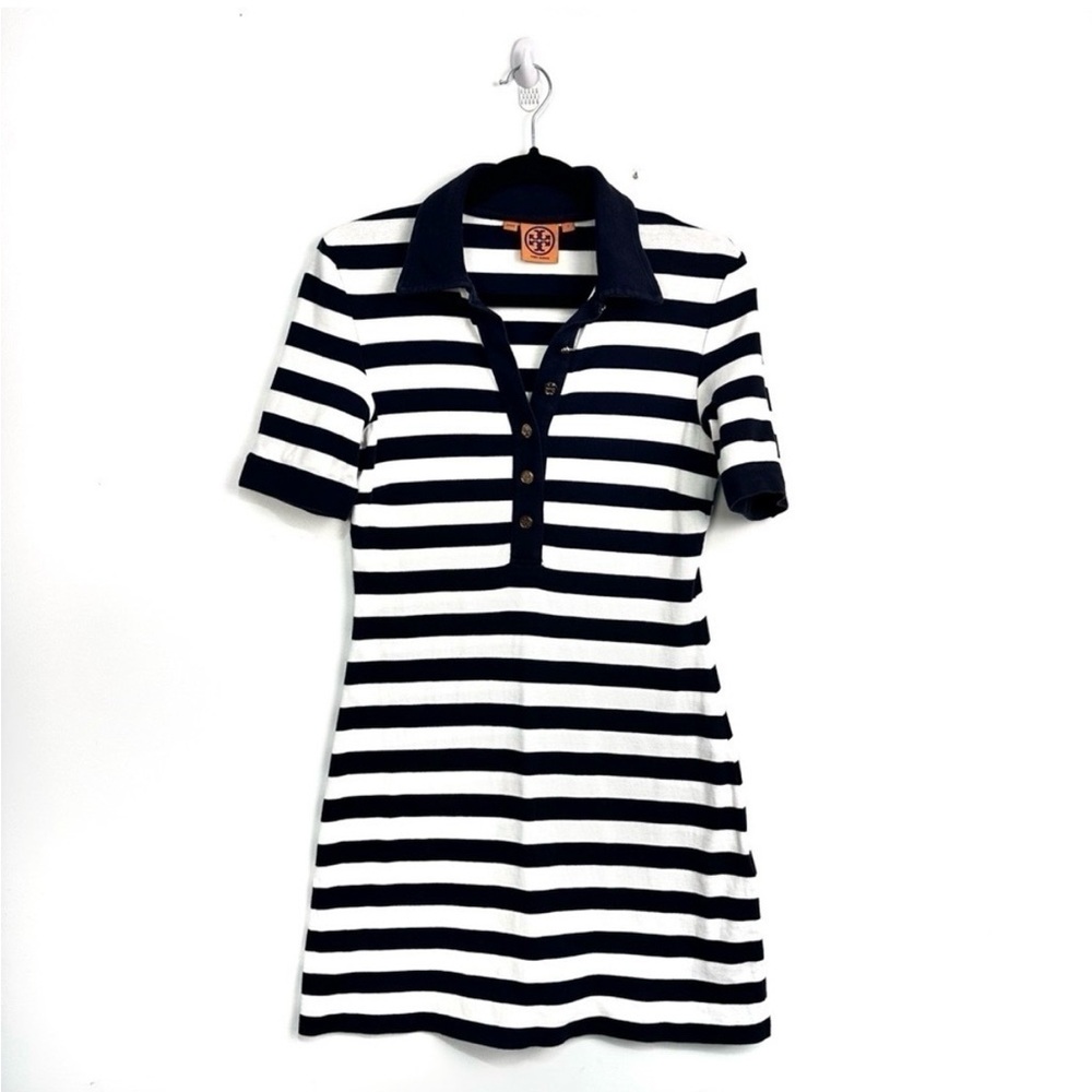 Tory burch Navy and White Striped Polo Dress